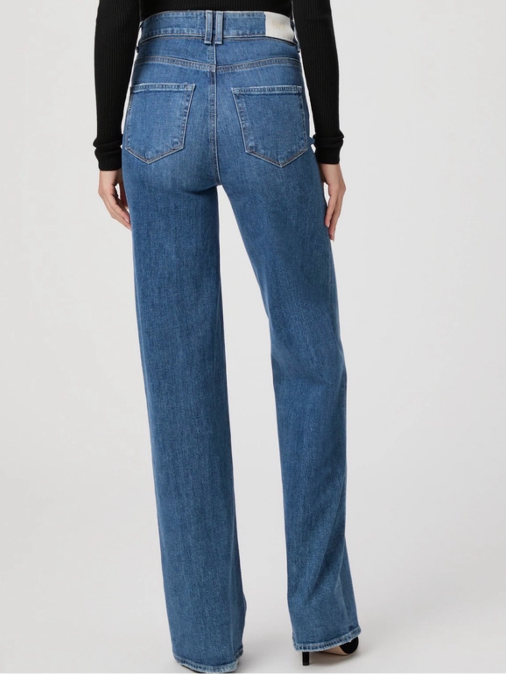 PAIGE SASHA Medium Blue High-Rise Wide Leg Jeans - Picture 3 of 15